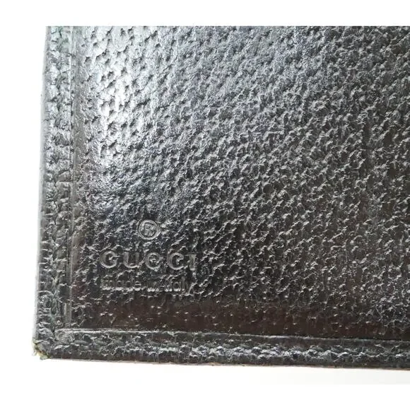 Authentic Vintage Gucci G Clip Bifold Compact Wallet Black Leather Made Italy - Picture 8 of 11